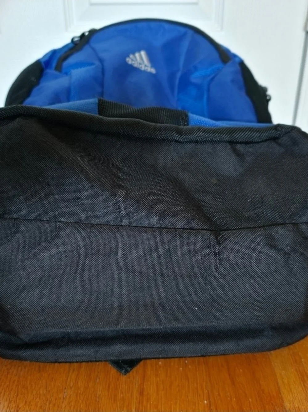 Adidas Load Spring Blue/Black Polyester Backpack with Chest Straps, Many Pockets